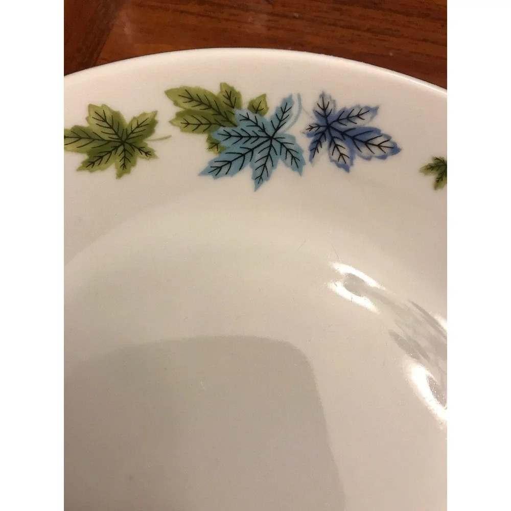chodziez‎ white porcelain 8 inch blue leaves plate poland